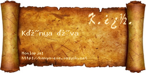 Kánya Éva névjegykártya